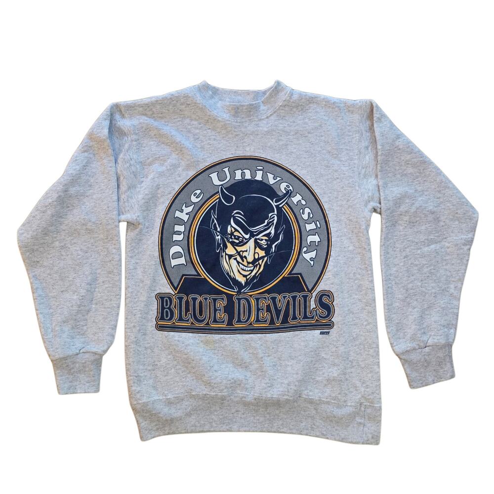 Duke Blue Devils Sweatshirt Soffe Heavy Sweats Gray Crewneck Size M USA Vtg 80s